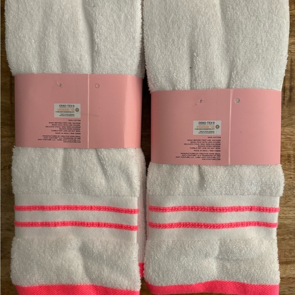 Juicy couture white and neon hot pink washcloths 100% cotton set of 2 - 2 packs - Picture 2 of 4
